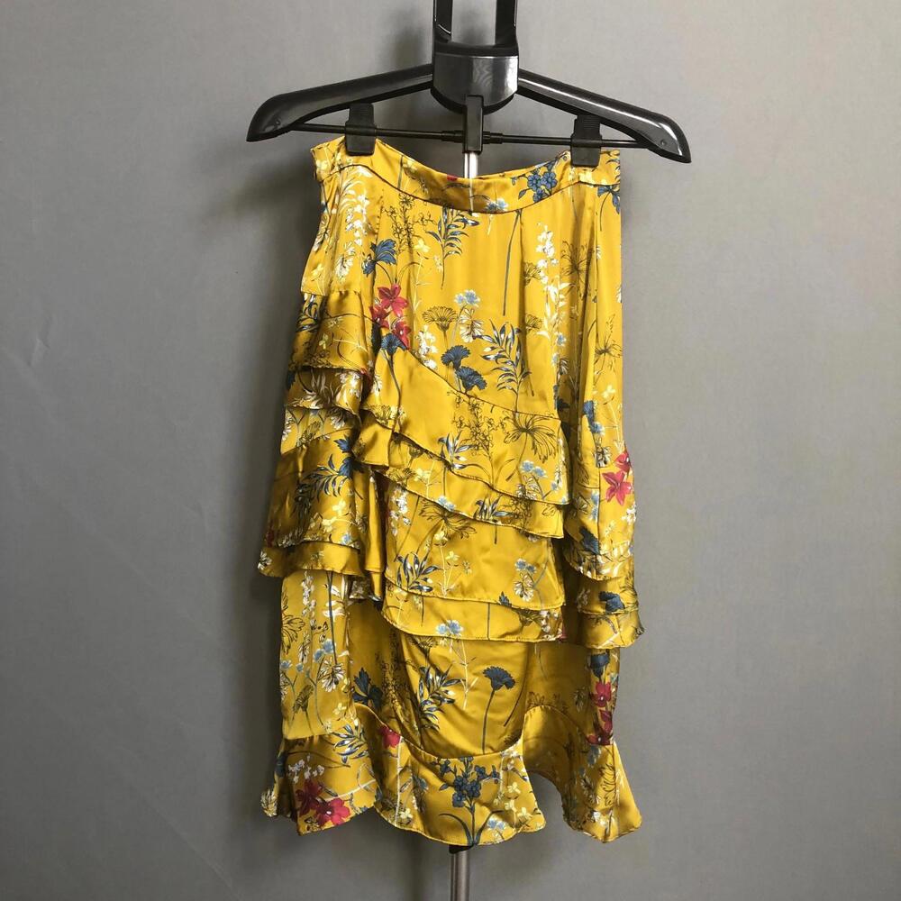 Willow and Clay Silk High Low Tiered Lined Skirt Women Size S